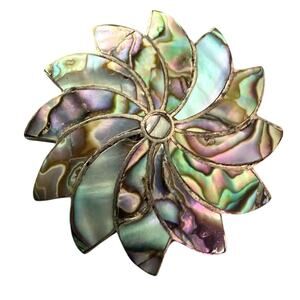 925 Sterling Silver Abalone Mexico  Pin Brooch Pendant VINTAGE